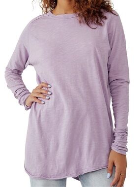 We The Free ARDEN  Lavender Crewneck Long Sleeve Tee Size L